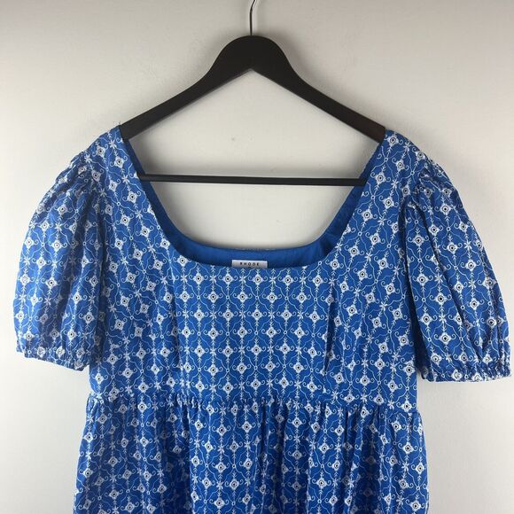 RHODE Dress Women's Eyelet Mini Pockets Embroidered Target Blue 1X Boho - Picture 3 of 8
